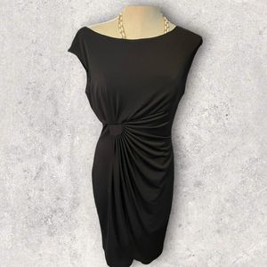 White house black market draped midi sheath dress size 4 black